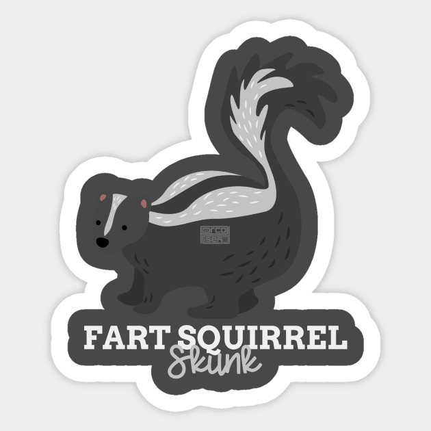 Funny Animal Name Meme Fart Squirrel SKUNK Sticker by porcodiseno